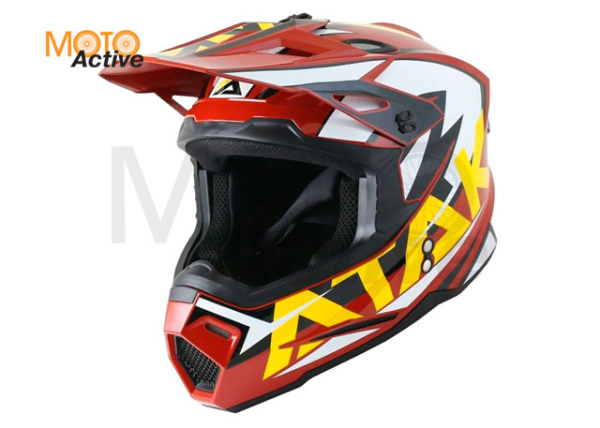 Шлем (кроссовый) Ataki JK801 Rampage, коричневый/желтый глянцевый